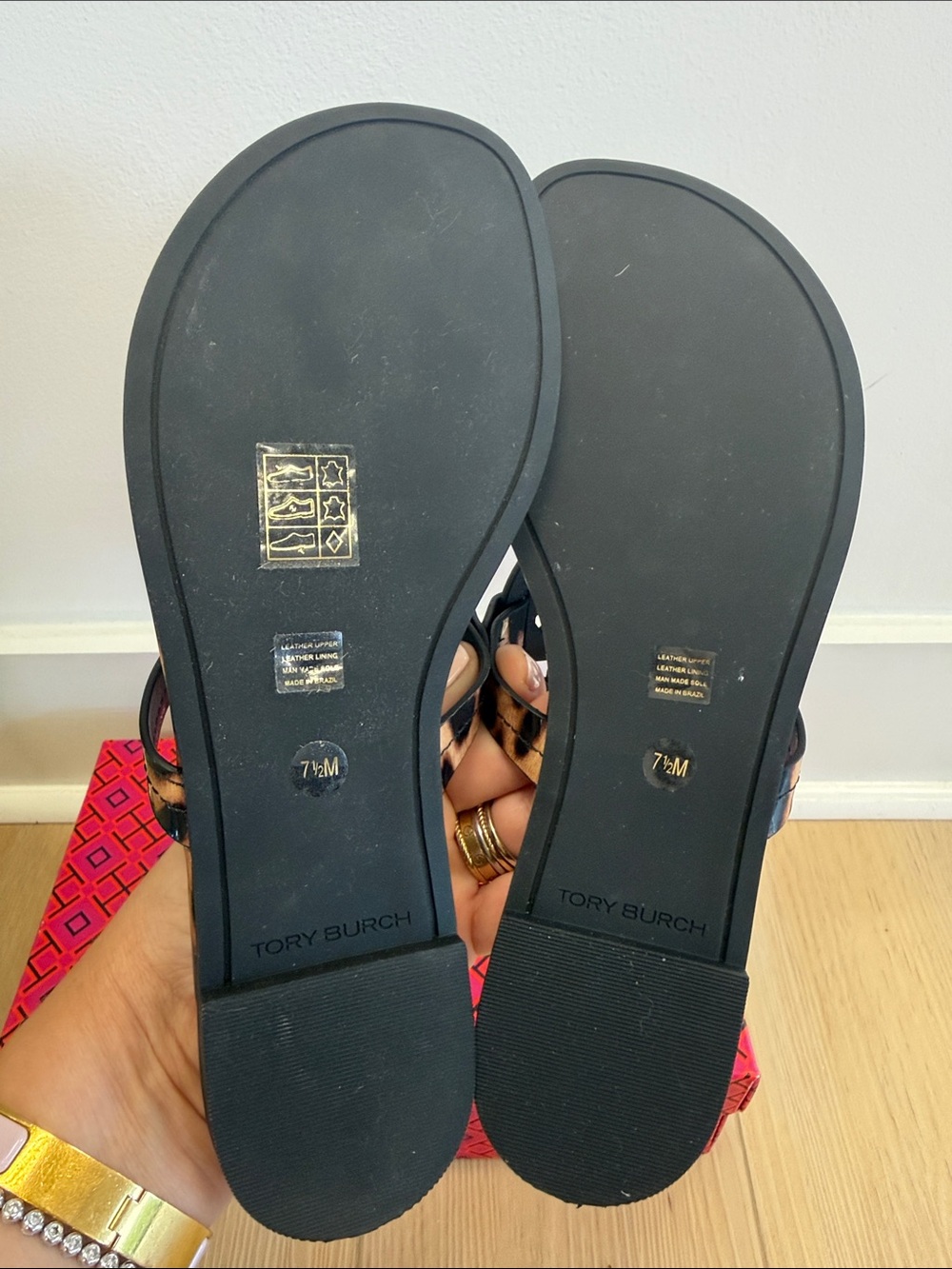 Tory Burch Leopard-Print Patent Miller Sandals - Brown/Black - Picture 3 of 4